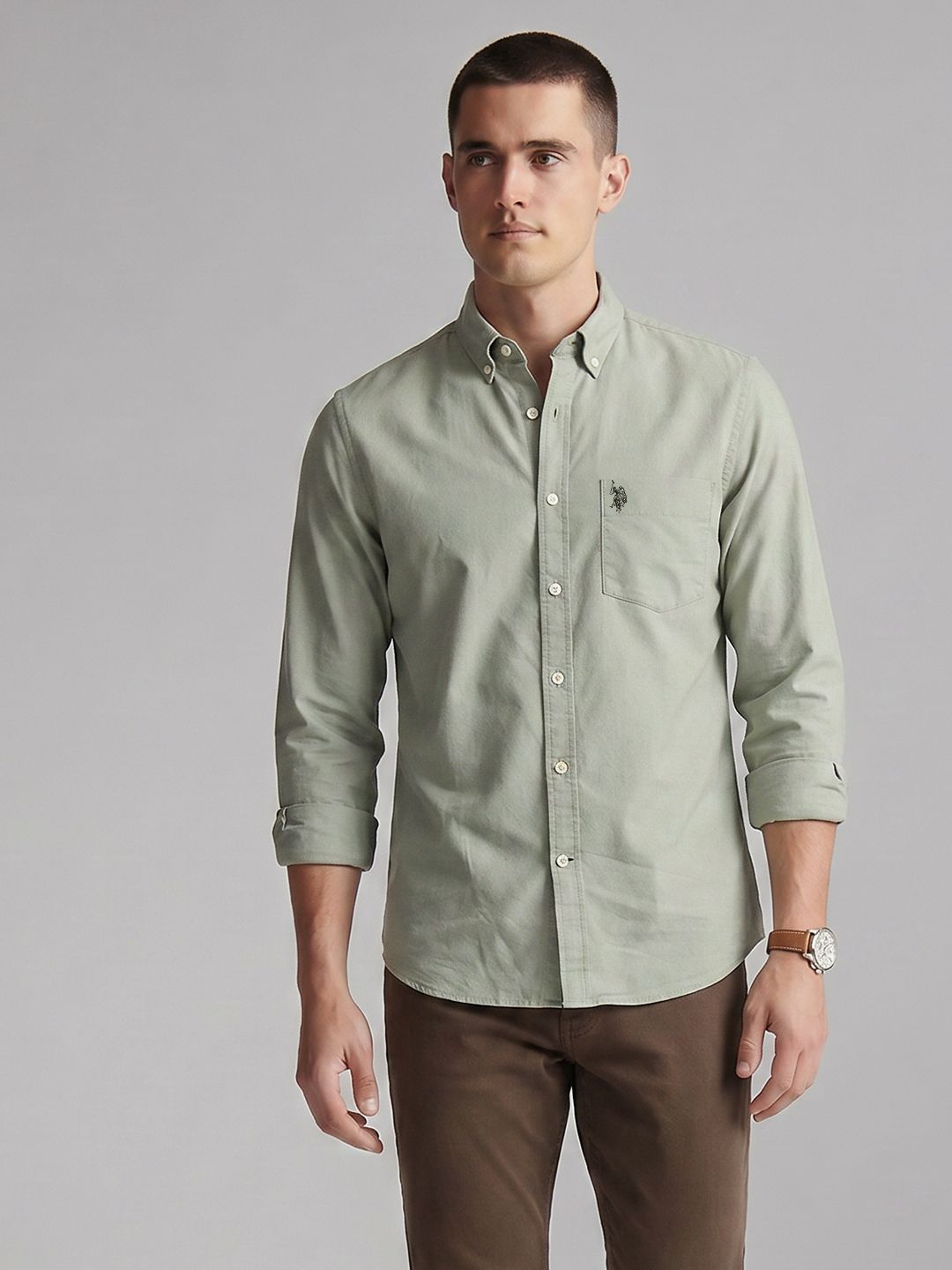 U.S. Polo Assn. Button-Down Collar Pure Cotton Tailored Fit Casual Shirt-picture-36