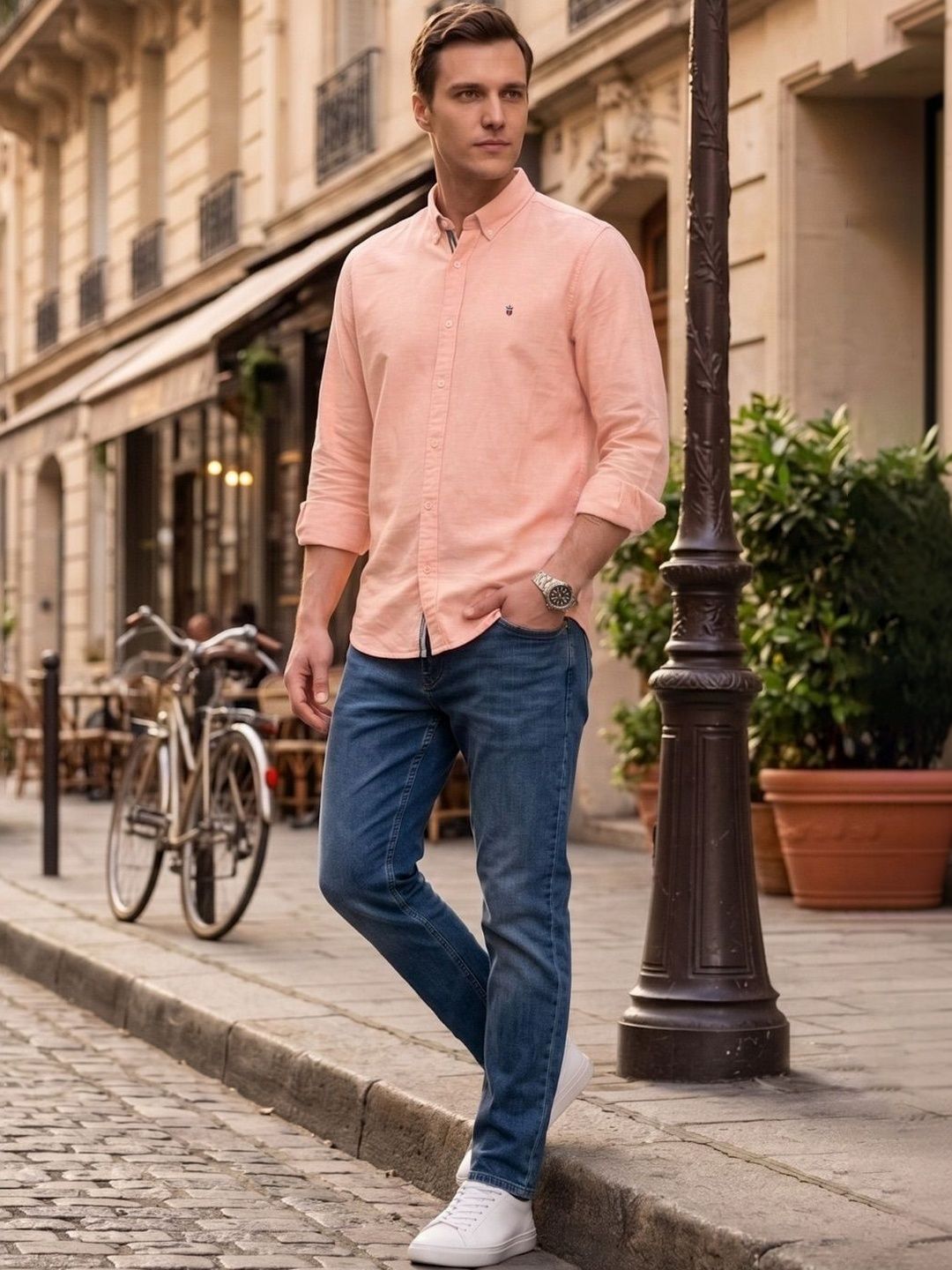Louis Philippe Jeans Men Slim Fit Over Dyed with Contrast Tape Full Sleeve Casual Shirt-picture-48