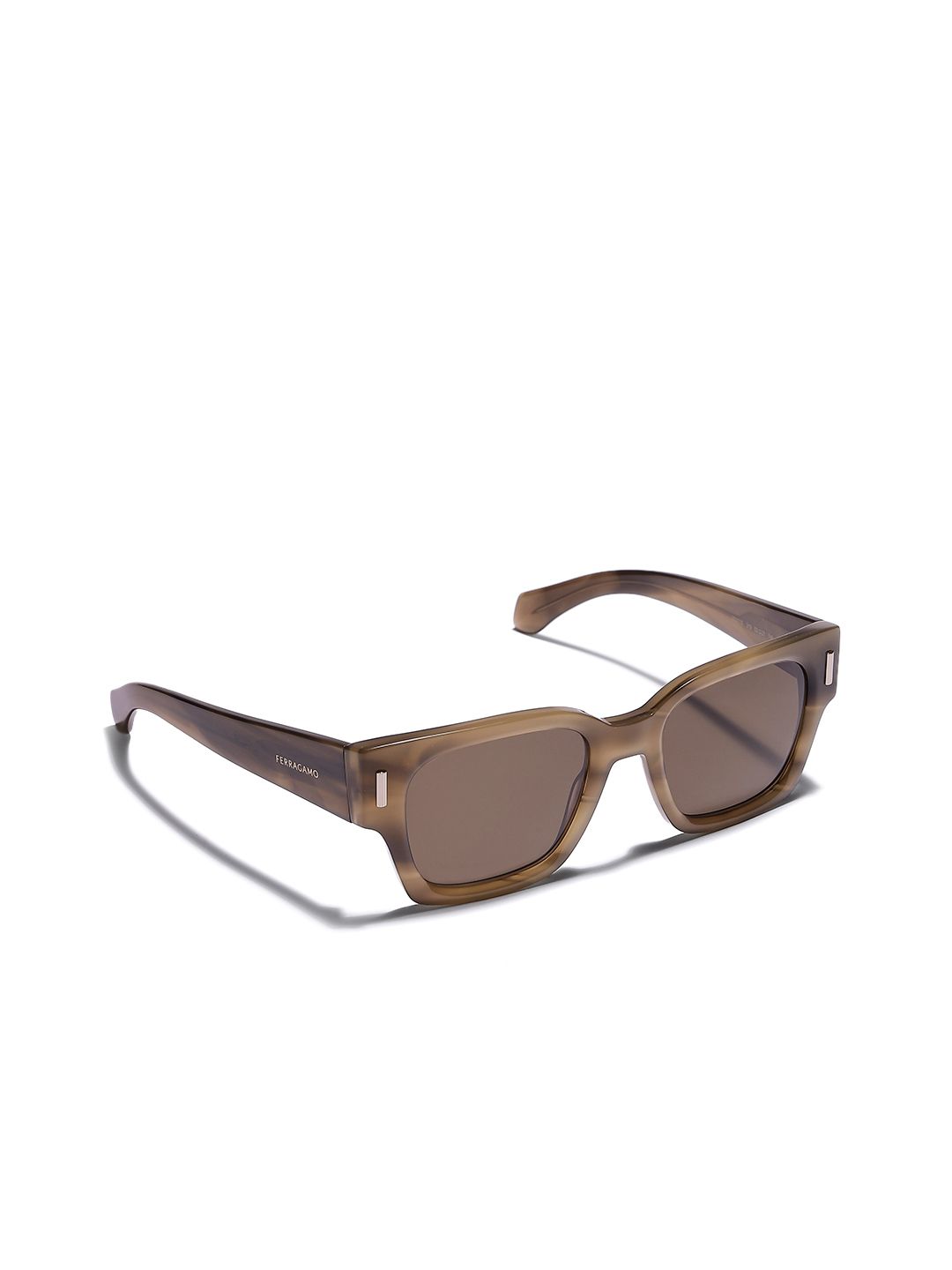Ferragamo Men Brown Lens & Brown Rectangle Sunglasses with-image-16