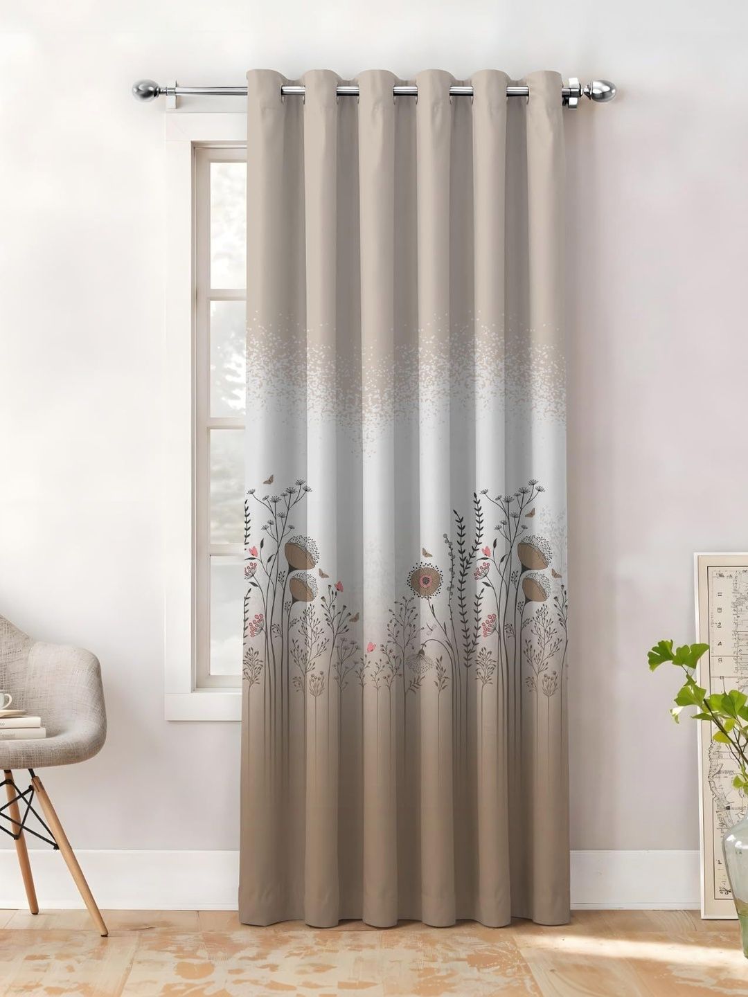 AAVIS DECOR Brown Floral Black Out Window Curtain-picture-22