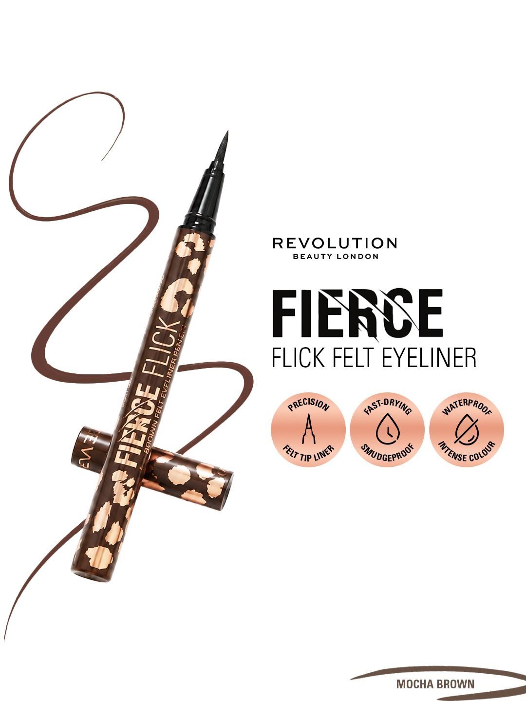 Makeup Revolution London Fierce Flick Felt Eyeliner Pen - 0.5 ml - Mocha Brown-image-41