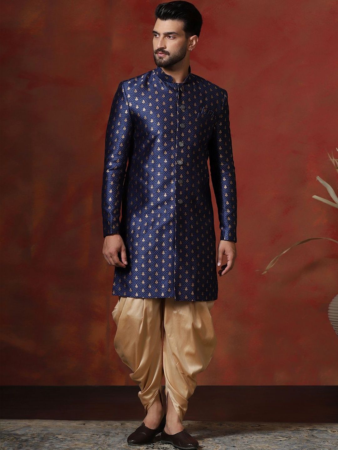SOURAGYA Embroidered Mandarin Collar Sherwani-picture-56