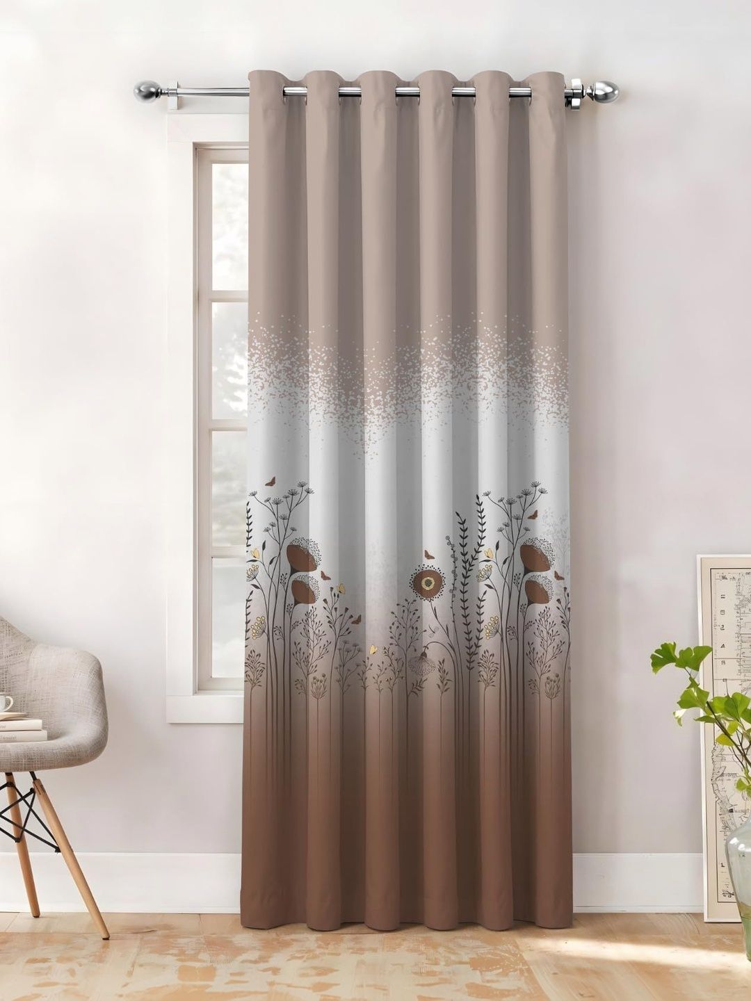 AAVIS DECOR Brown Floral Black Out Window Curtain-picture-25