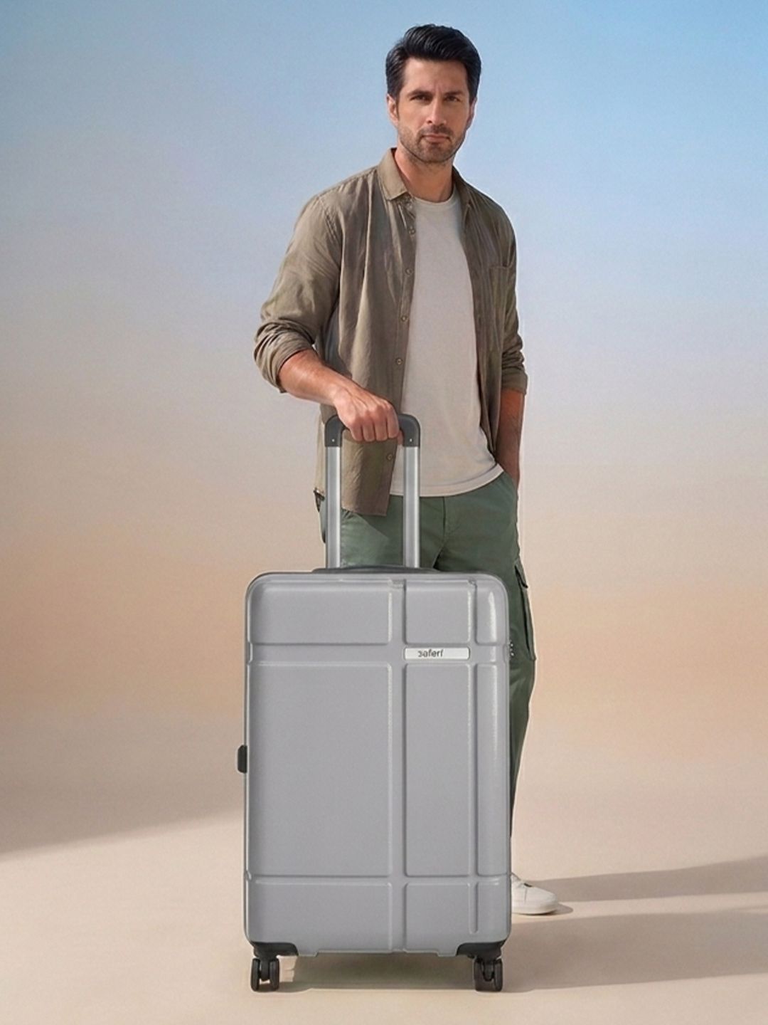 Safari Route Silver Polycarbonate Hard Sided Cabin Trolley Bag Suitcase 55cm-picture-23