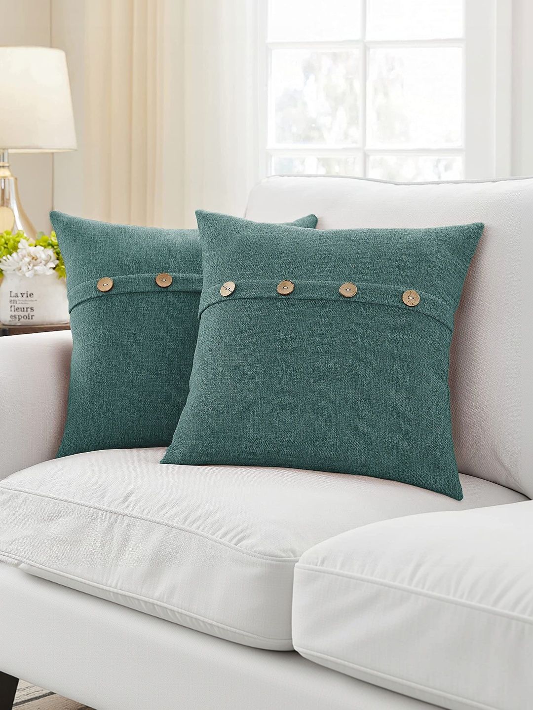 Khooti Green Set of 2 Square Cushion Covers-image-13