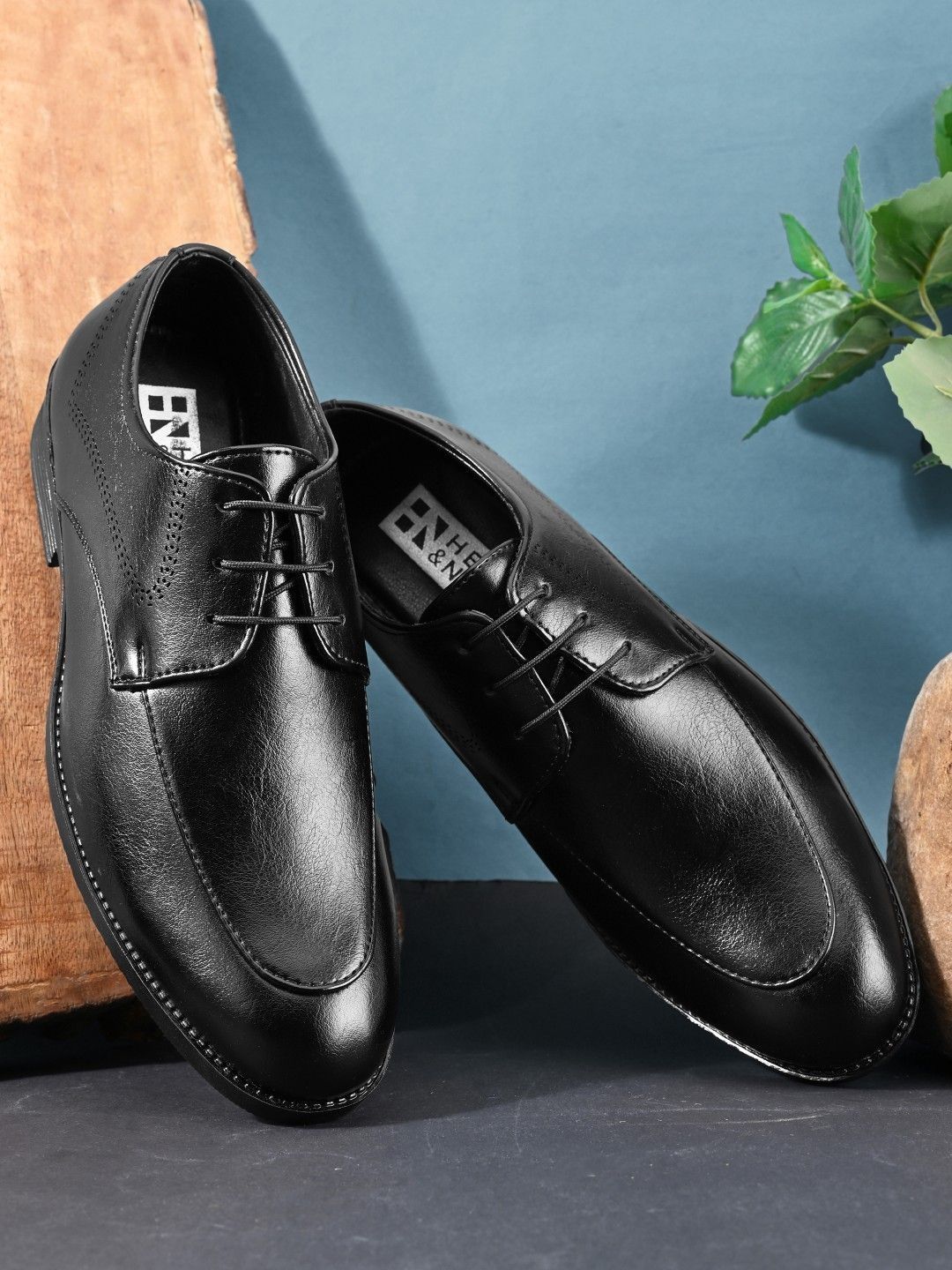 HERE&NOW Men Textured Round Toe Lace-Ups Derbys-image-29