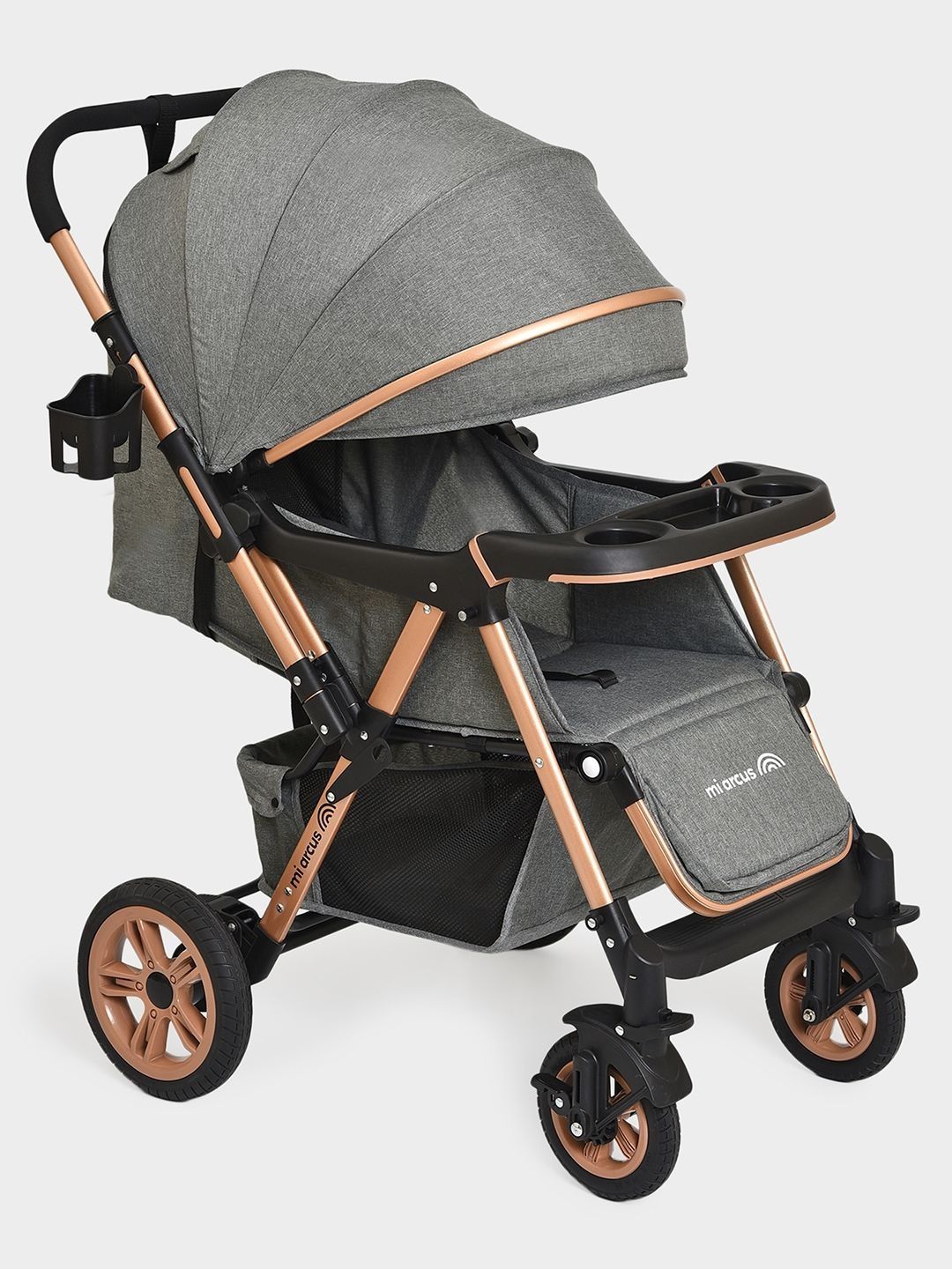 MiArcus Convertible Baby Stroller & Pram With Safety Harness & Storage Basket-image-29
