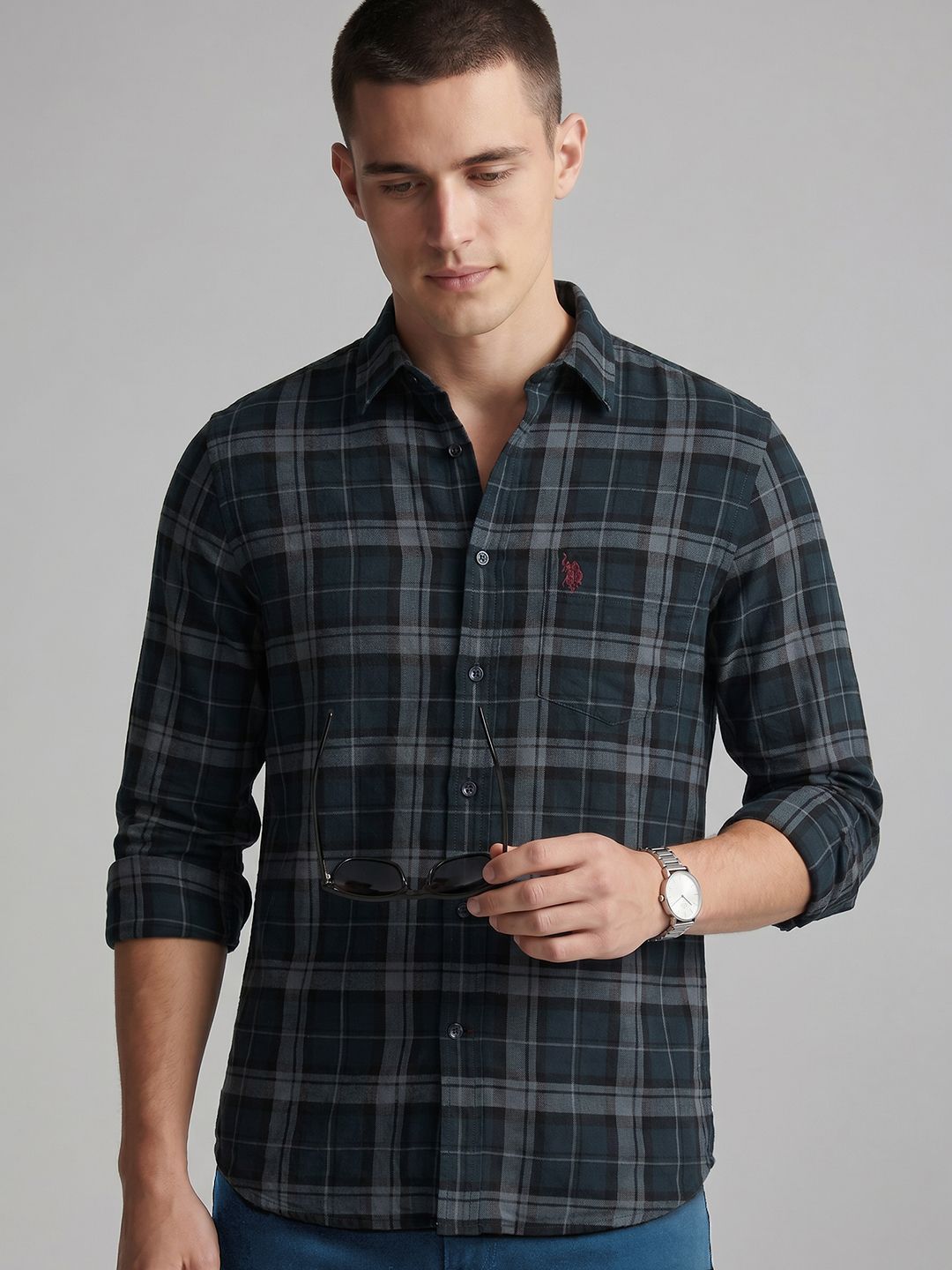 U.S. Polo Assn. Tailored Fit Checked Casual Shirt-picture-12