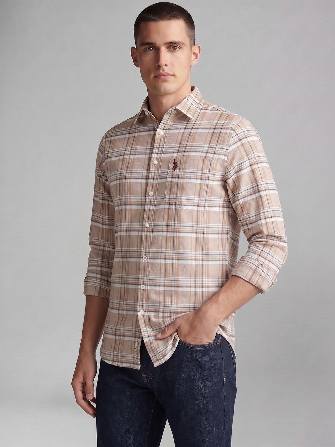 U.S. Polo Assn. Tailored Fit Checked Casual Shirt-picture-57