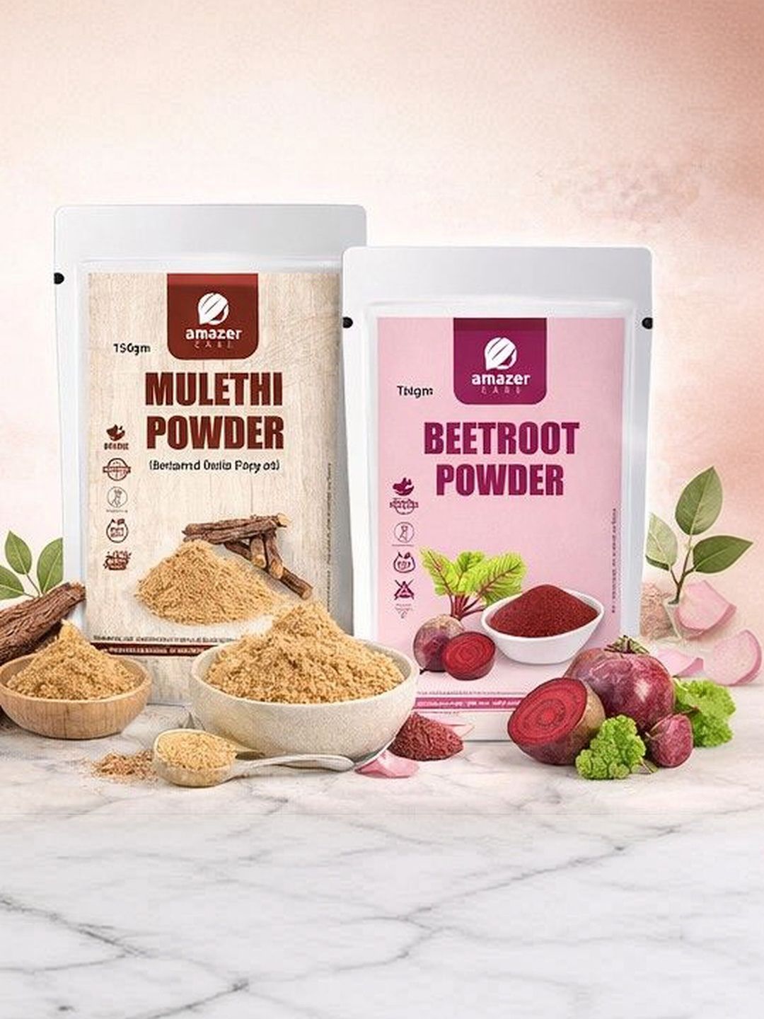 AmazerCare Set Of 2 Mulethi & Beetroot Face Packs - 150 g Each-image-2