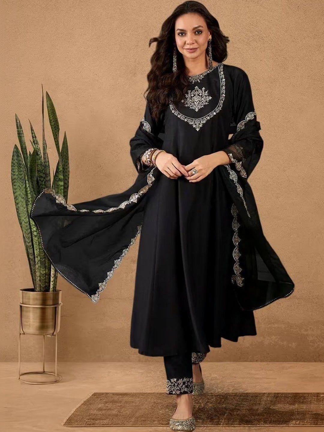 Gownwala Ethnic Motifs Embroidered Thread Work Pure Cotton Blend Thread Work Kurti-picture-16