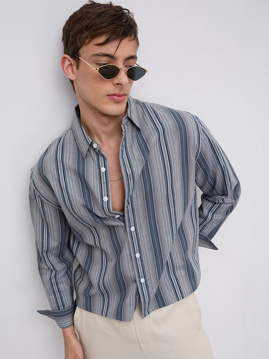 VASTRADO Men Classic Boxy Striped Casual Shirt-picture-33