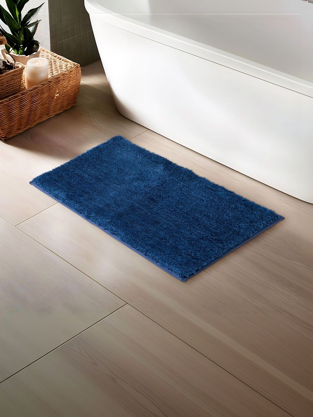 Home Centre Blue Self-Design Anti-Slip Bath Rug-picture-21