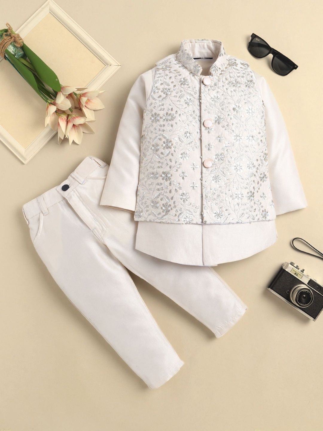 Sangria Boys Mandarin Collar Sherwani-image-15