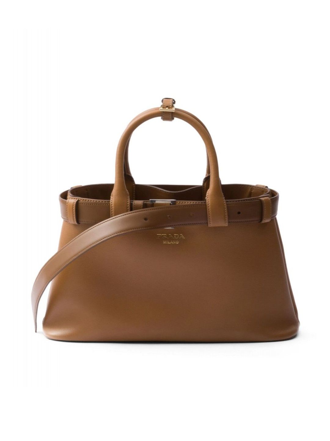 Prada Brown belted medium Satchel Bag-image-1