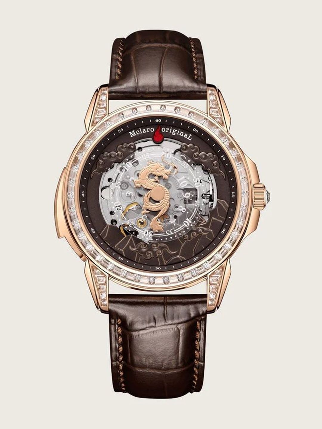 ZIVANCHE Unisex Skeleton Dial & Leather Straps Analogue Chronograph Automatic Motion Powered Watch-picture-4