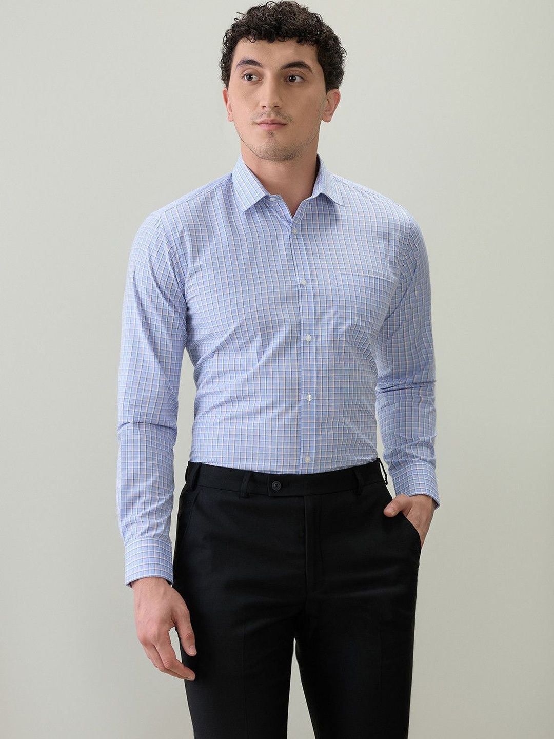 Park Avenue Men Classic Windowpane Checks Checked Formal Shirt-picture-29