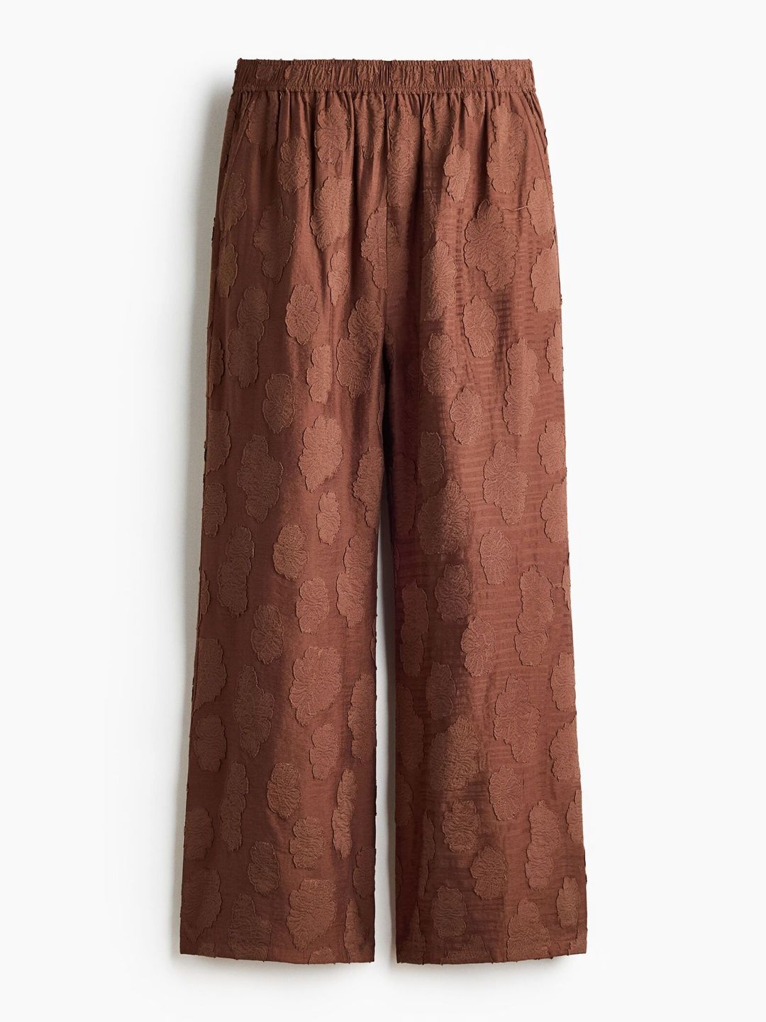 H&M Women Brown Floral Embroidered Trousers-picture-32