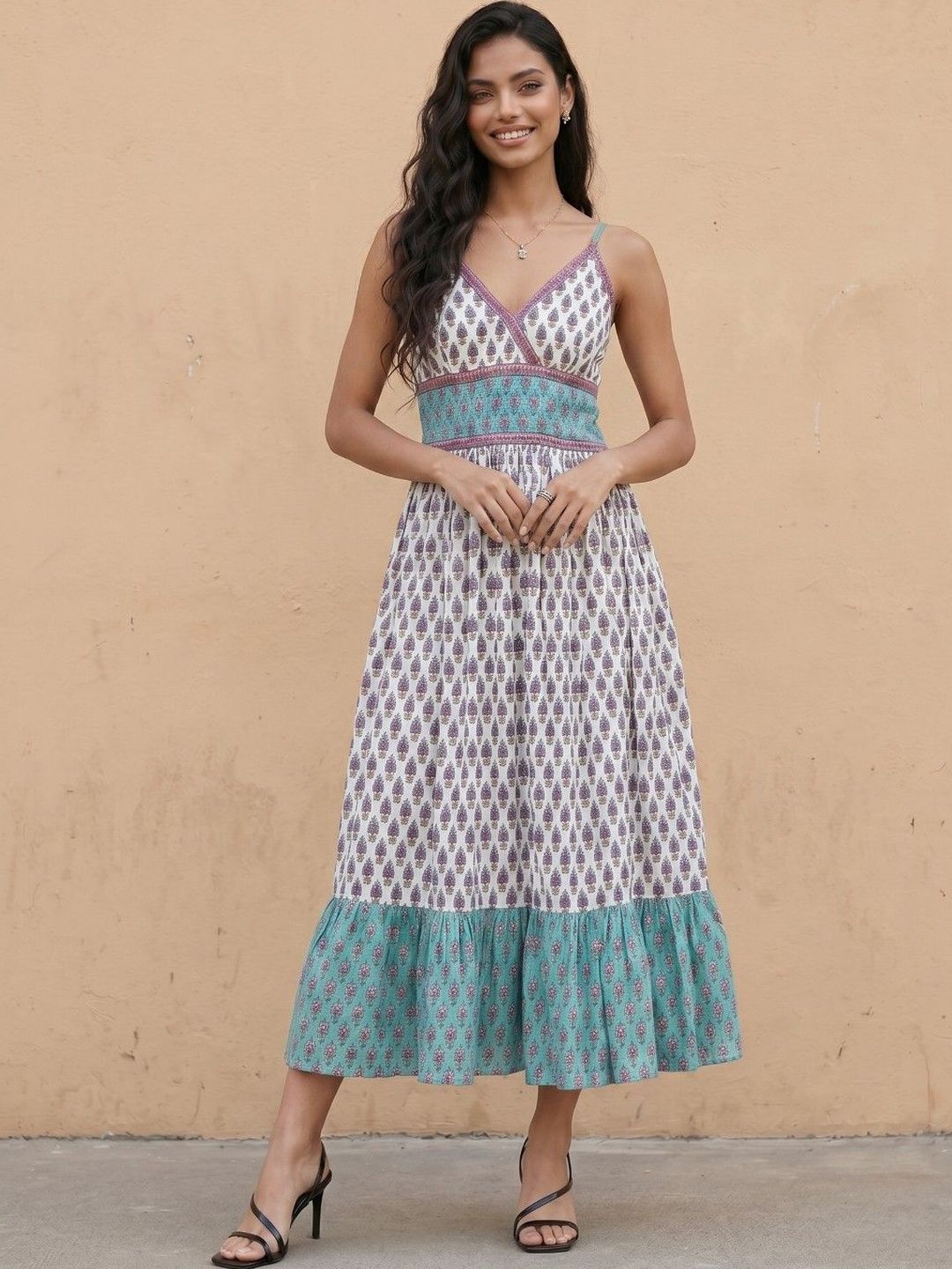 fusion by glitchez Ethnic Motifs Print A-Line Midi Dress-picture-38