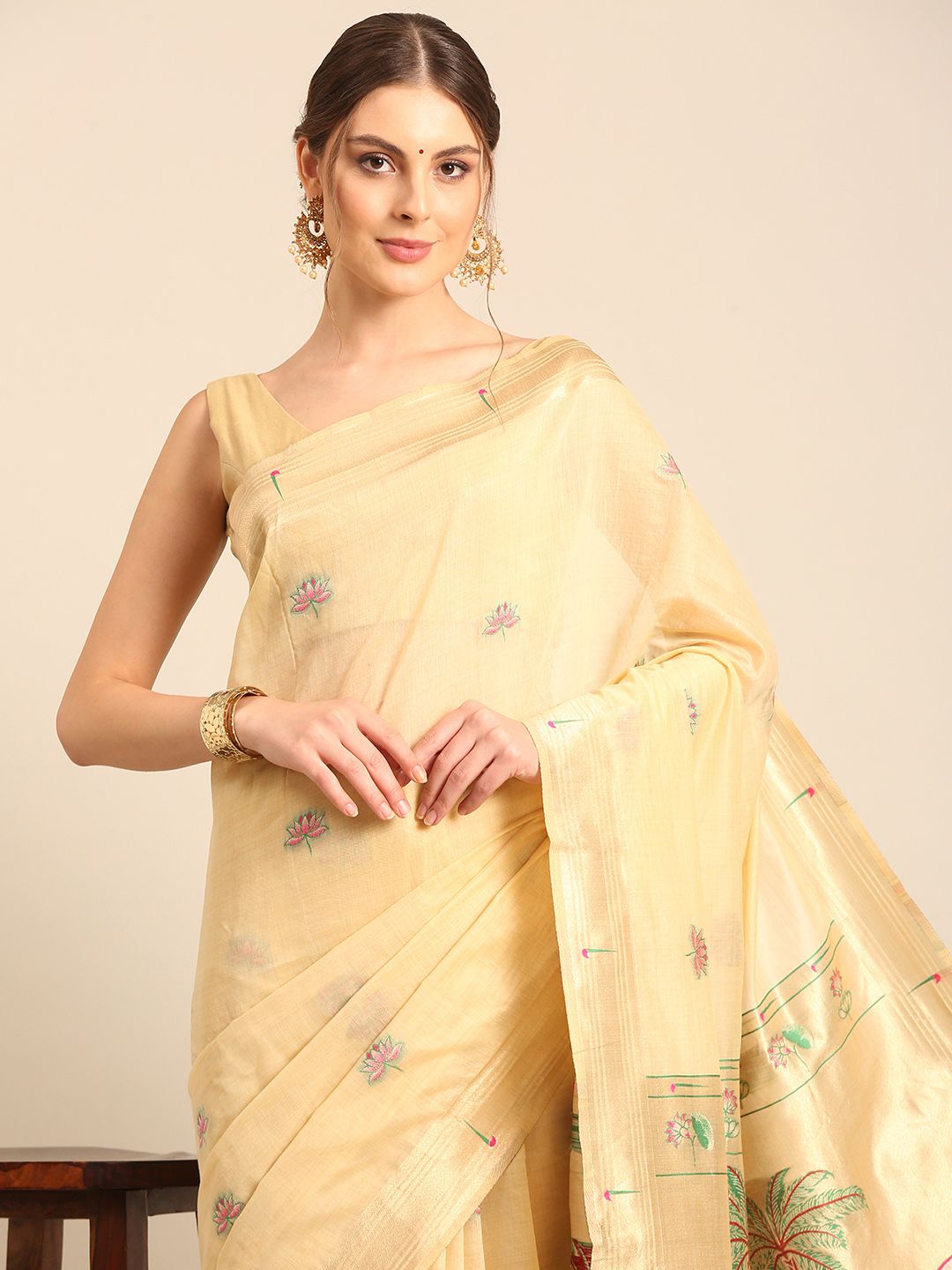 Royal Rajgharana Saree Woven Design Zari Pure Cotton Paithani Sarees-picture-55