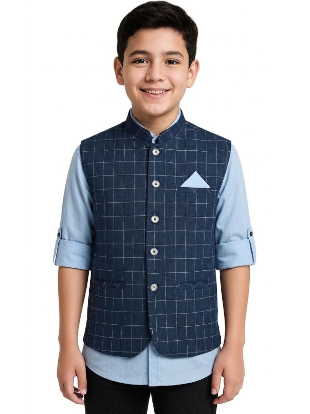 CHARCHIT Checked Woven Nehru Jackets-picture-10