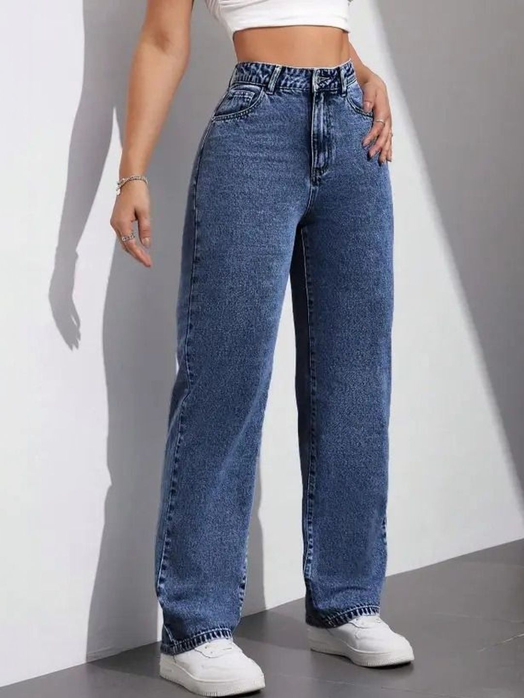 Mast & Harbour Women Comfort Wide Leg High-Rise Stretchable Jeans-picture-37