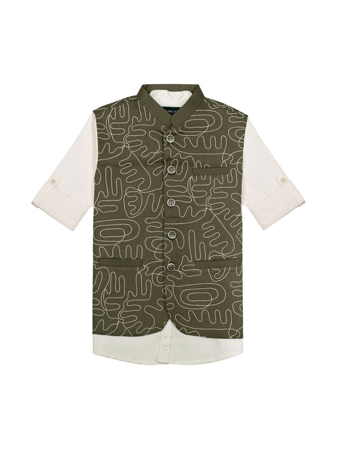 CHARCHIT Boys Embroidered Woven Nehru Jackets-picture-17