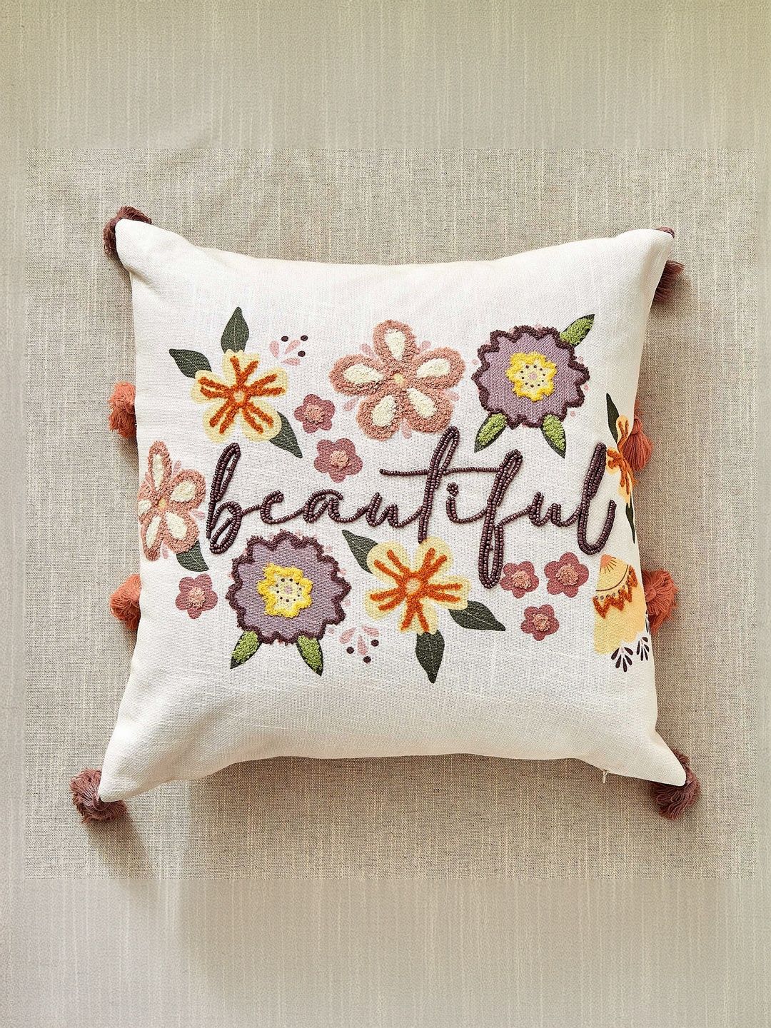Home Centre White Cotton Square Cushions-image-11