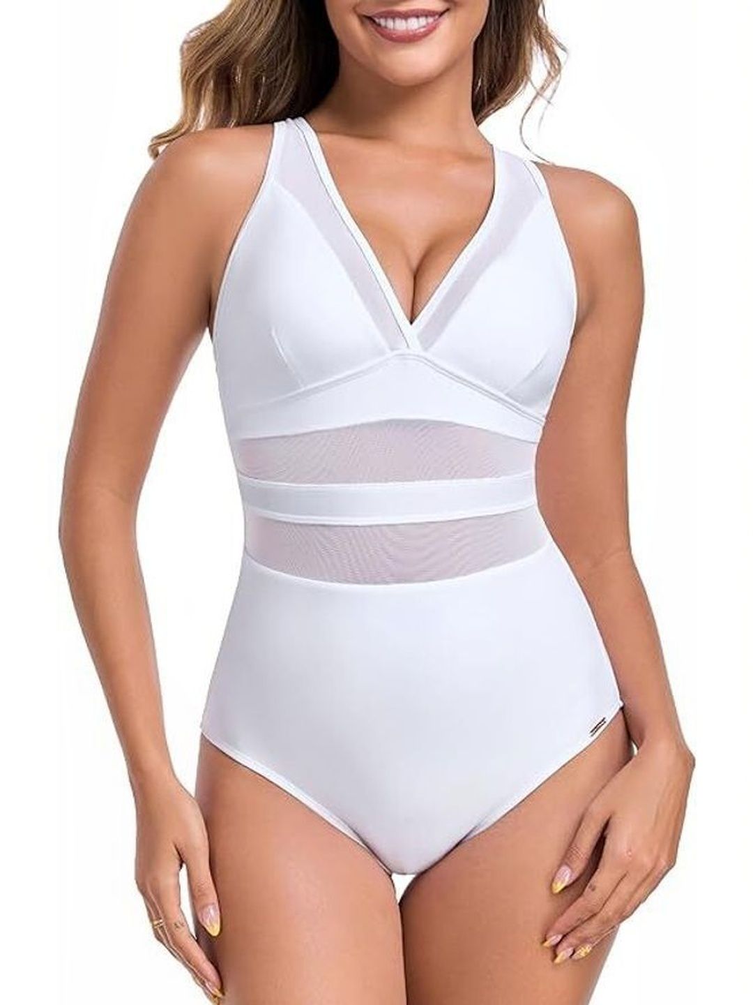 SORANGI White Cut Out Basics Solid Bodysuit-picture-43