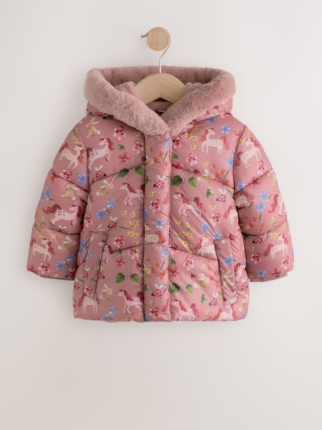 NEXT Girls Floral Printed Hooded Puffer Jacket-picture-15
