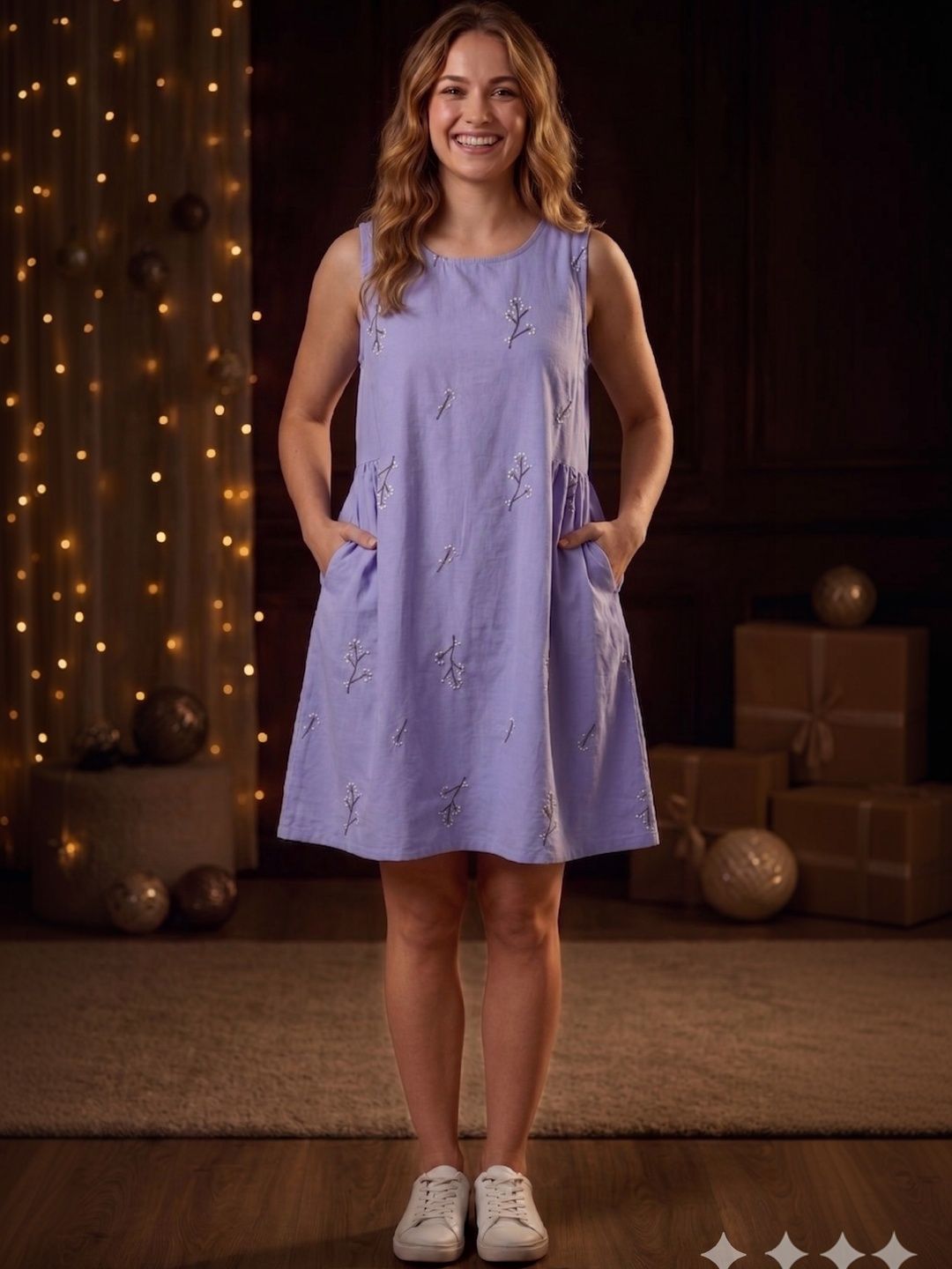 Cloth Bites Floral Embroidered A-Line Dress-image-15