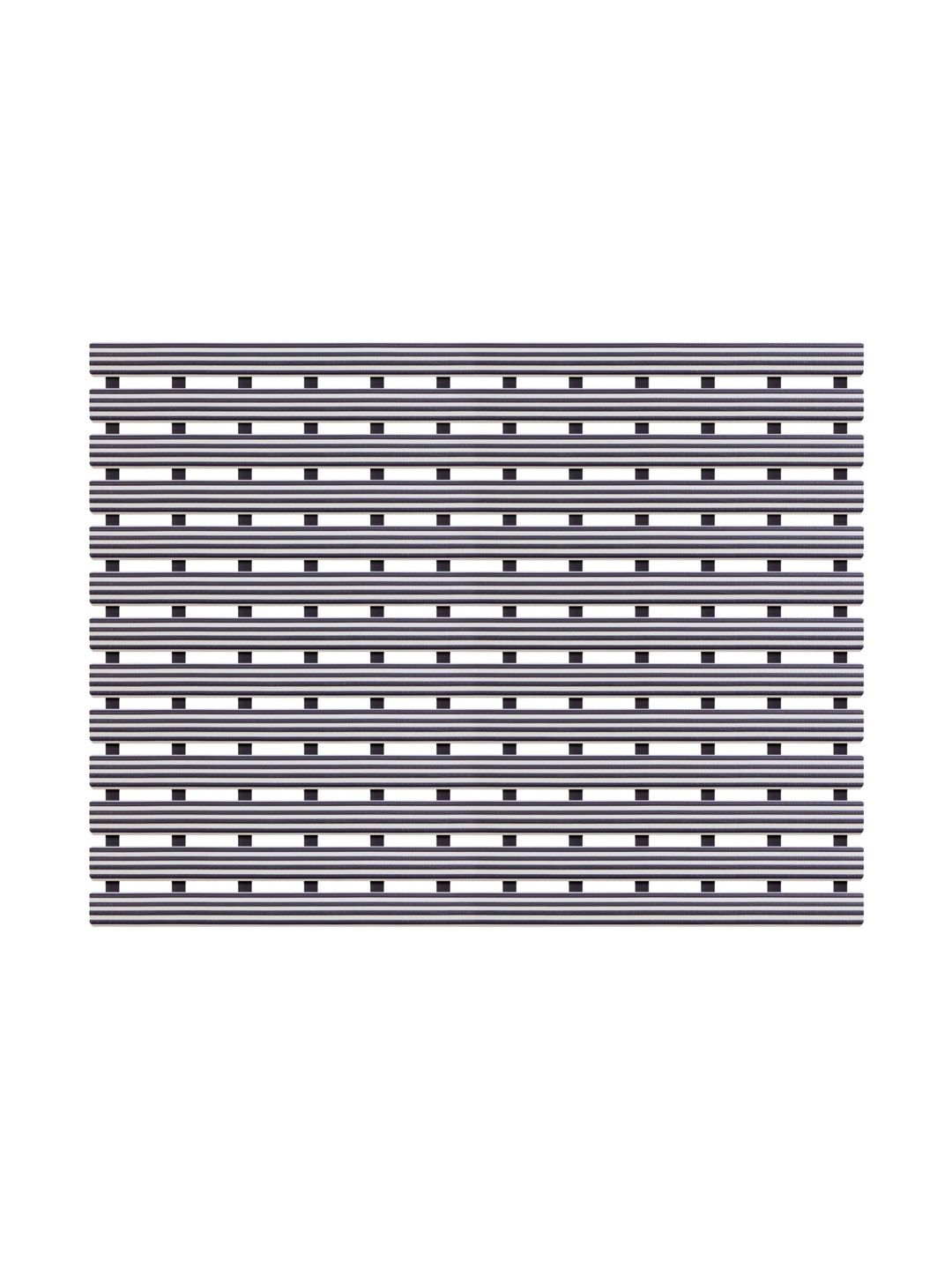 OBSESSIONS Taupe-Colored & Black Self-Design Anti-Skid Shower Mat-image-45