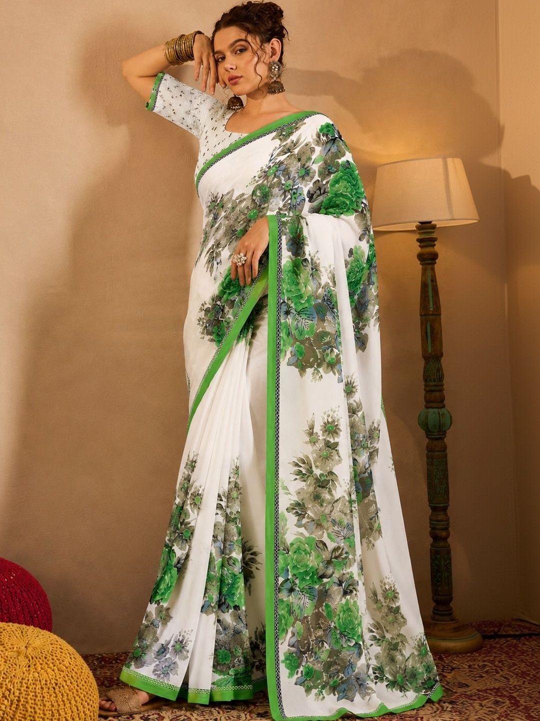 SZN Floral Poly Georgette Saree-picture-34