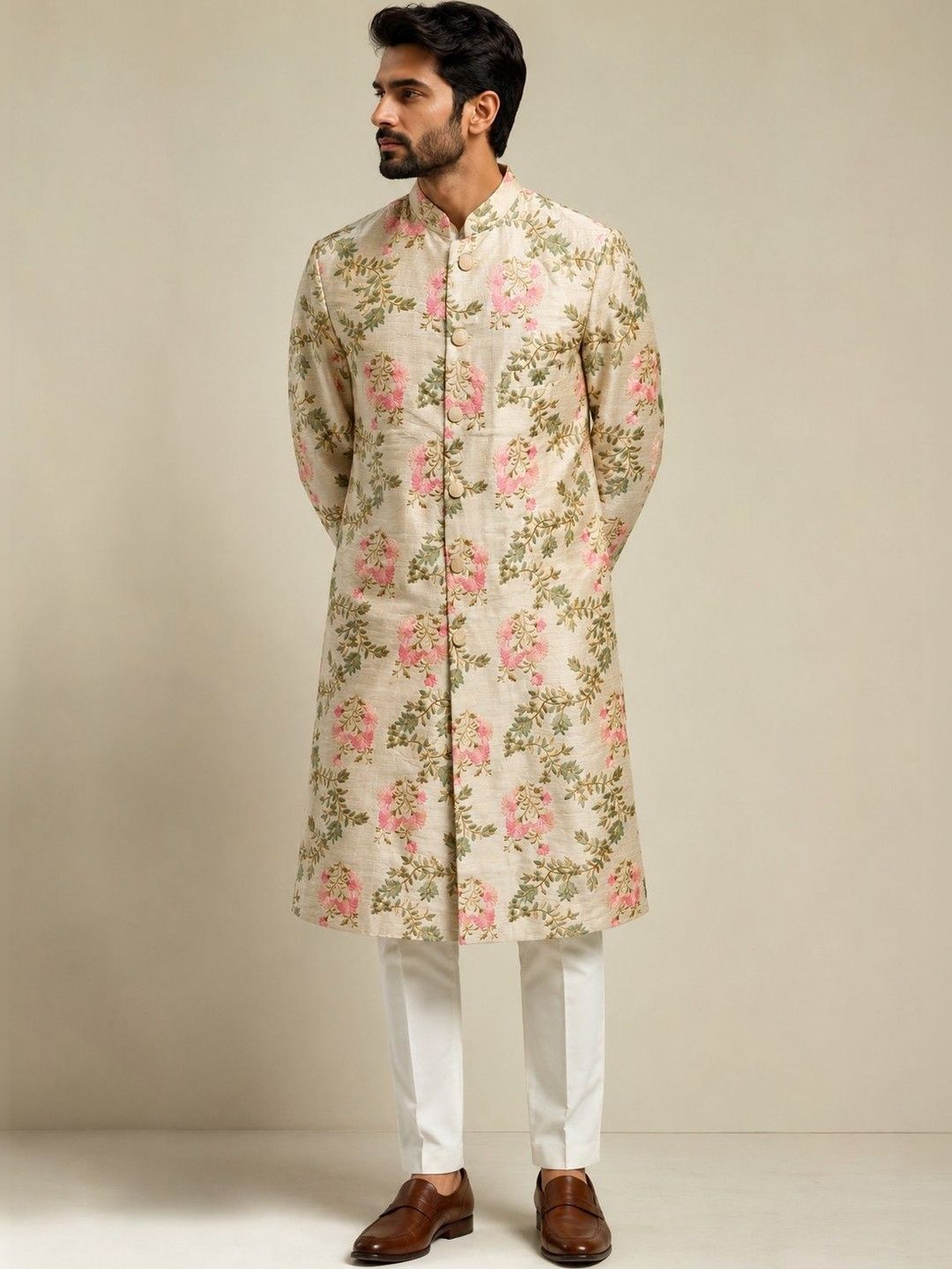 ESTYLISHKART Embroidered Mandarin Collar Sherwani-picture-26
