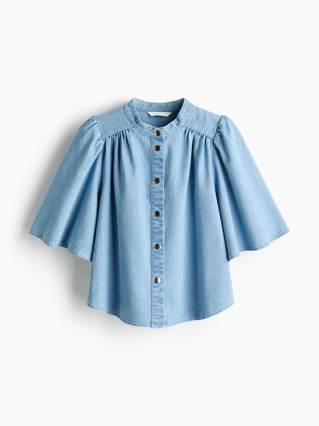 H&M Women Solid Shirt Collar Denim Top-picture-11