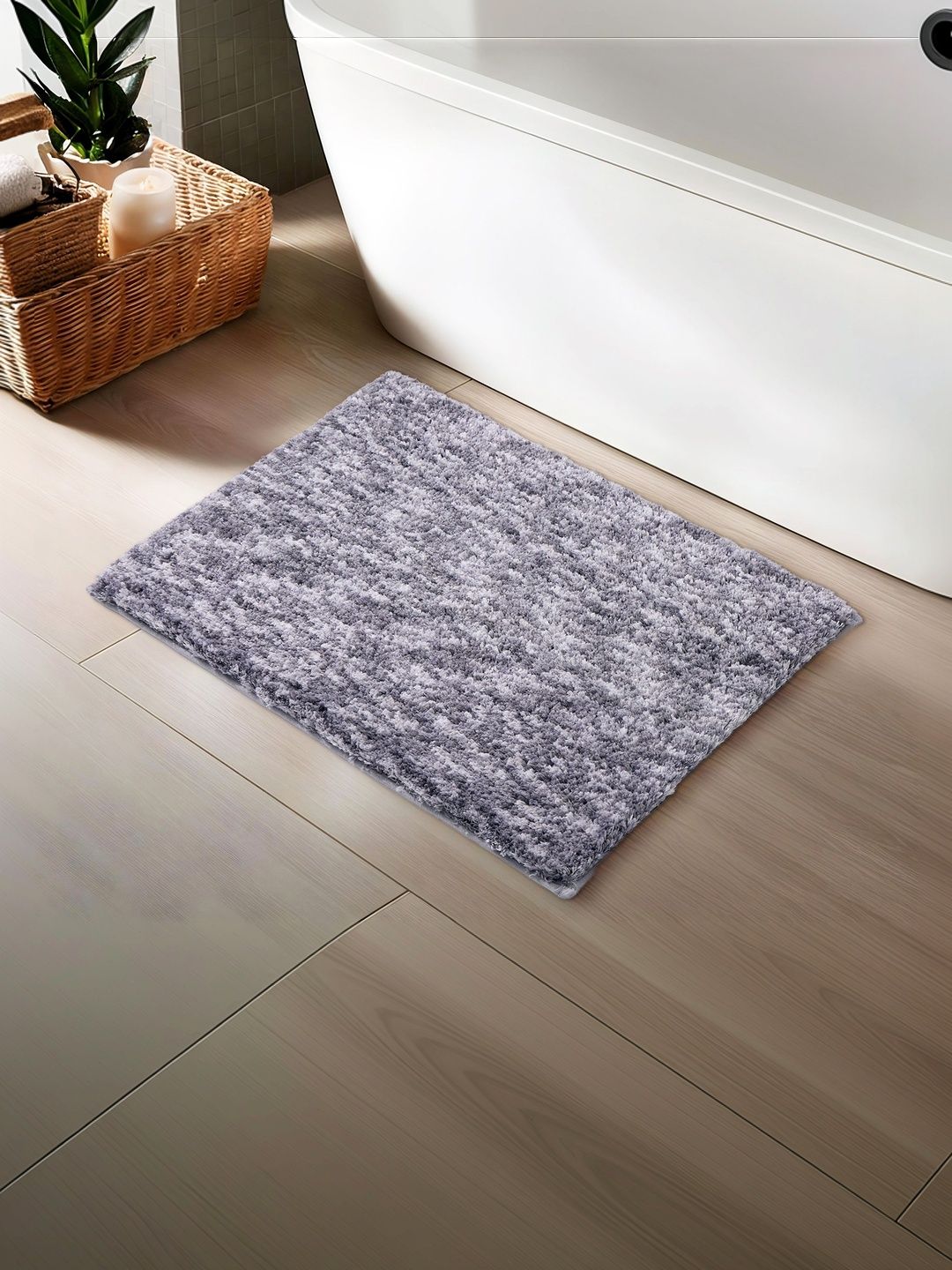 Home Centre Blue & Grey Self-Design Anti-Slip Bath Rug-picture-24
