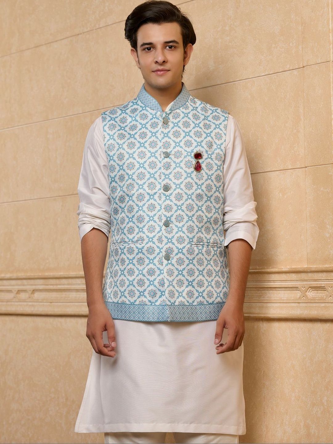 Tasva Printed Woven Nehru Jackets-image-5