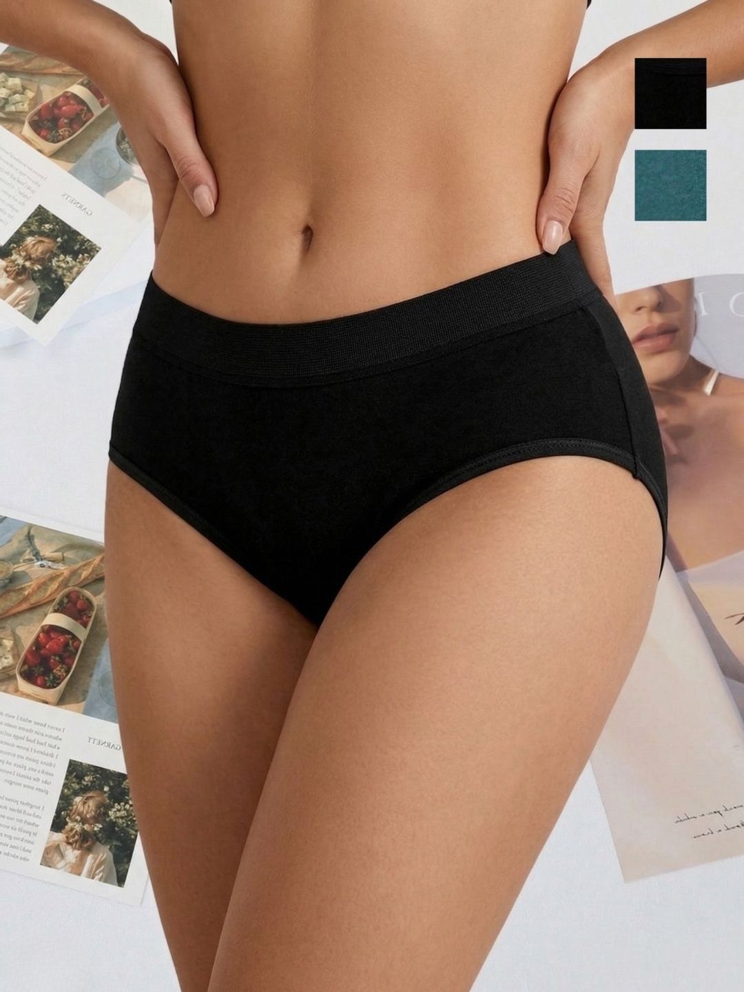 Moda Rapido Women Pack of 2 Colourblocked Anti Bacterial Assorted Basic Briefs-picture-29