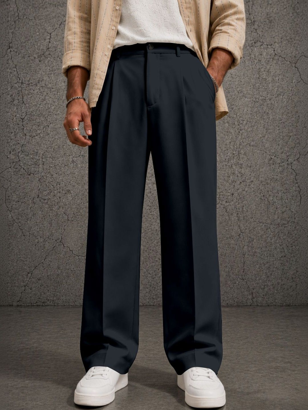 MODA RAPIDO X FITNESS EXCHANGE Men Relaxed Pleated Lycra Trousers-picture-34