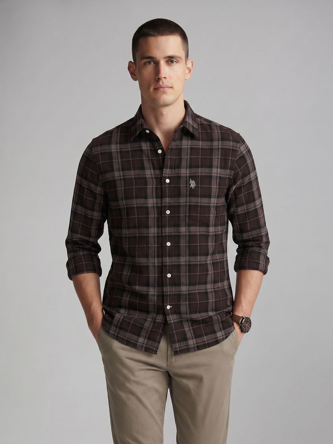 U.S. Polo Assn. Men Tailored Fit Checked Casual Shirt-picture-24