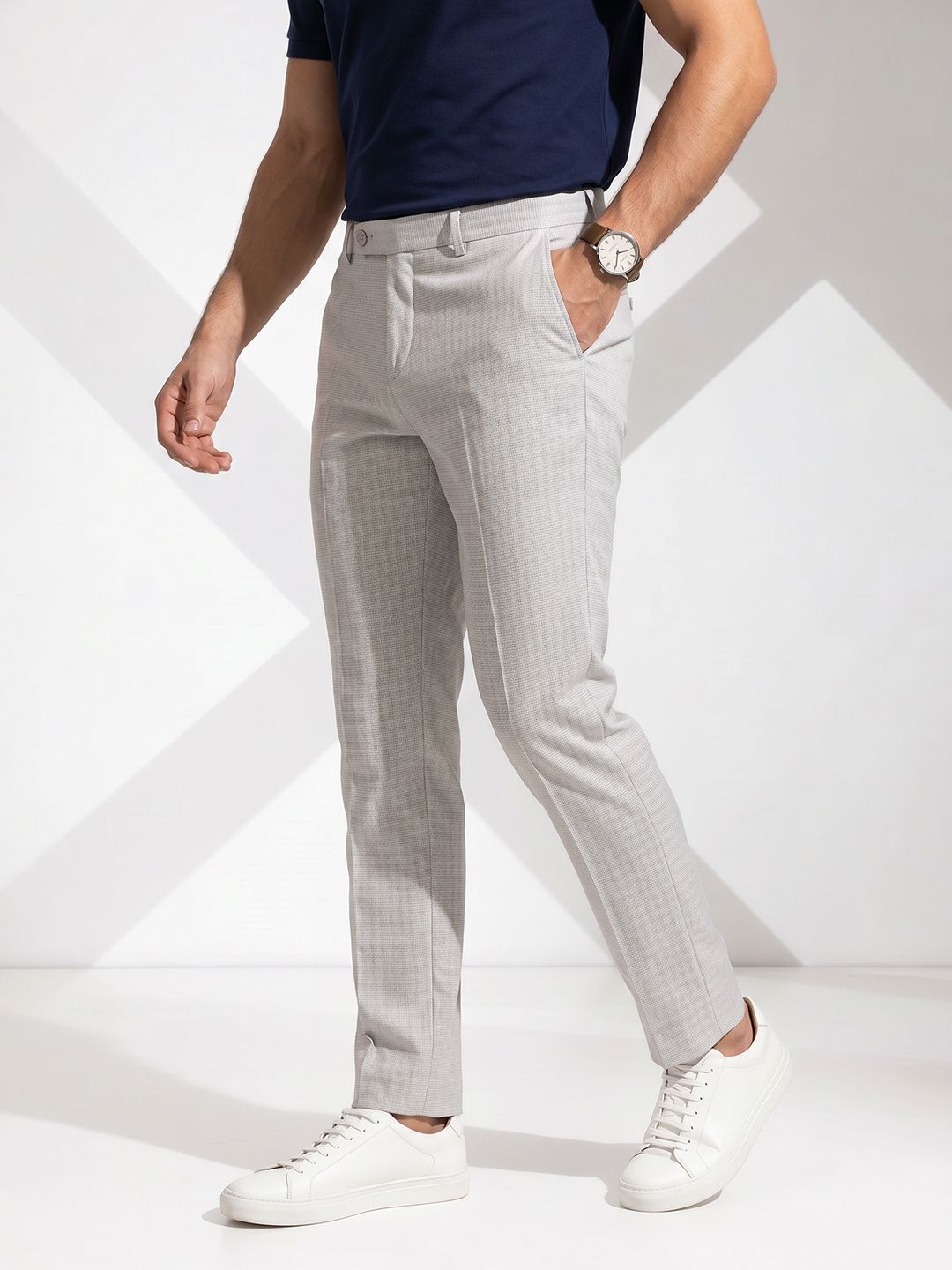 INVICTUS Men Checked Slim Fit Trousers-picture-52