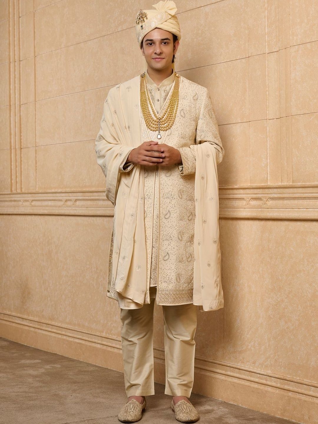 Tasva Embroidered Mandarin Collar Sherwani-picture-17