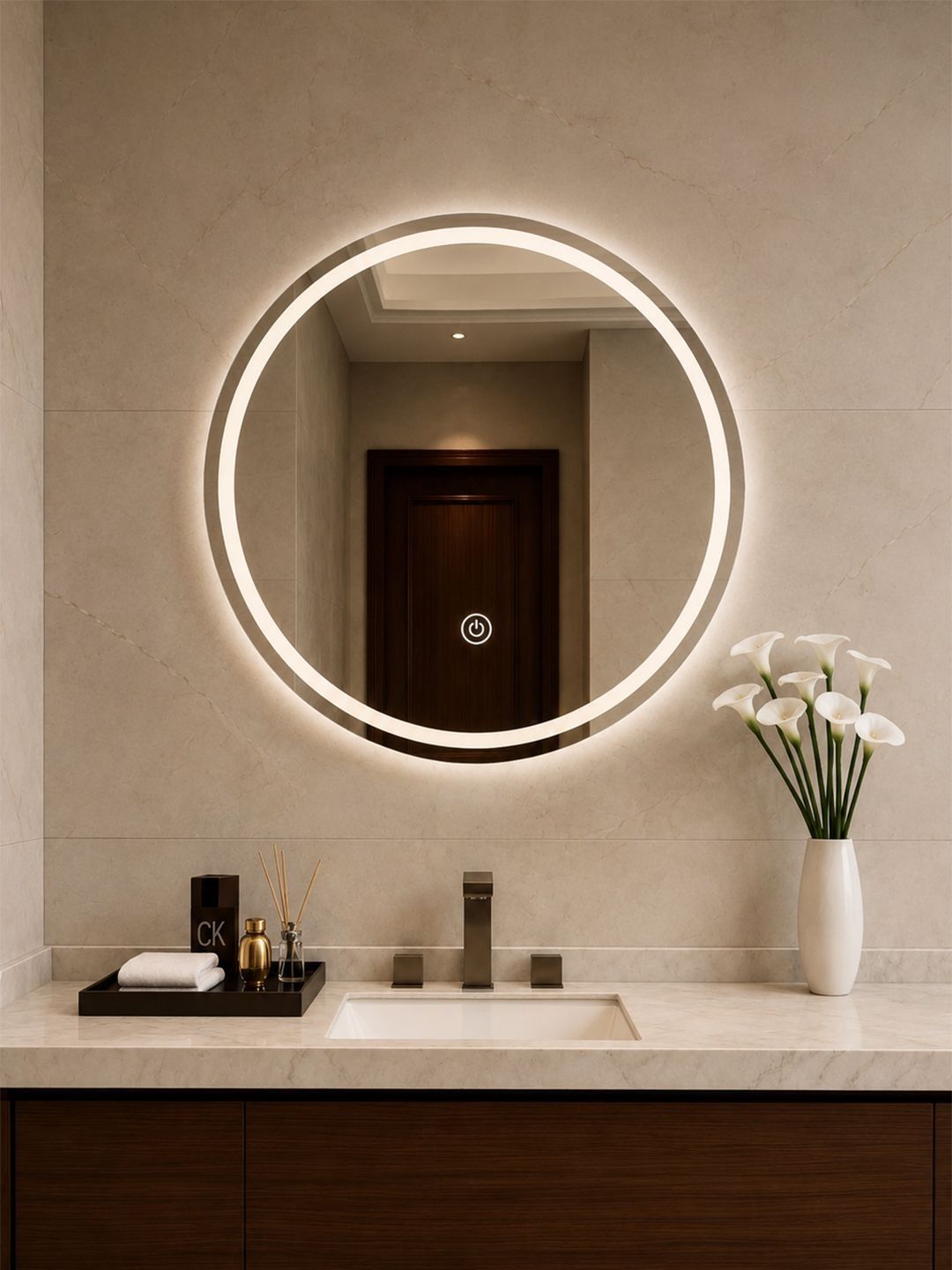 Art Street White Glass Bathroom Wall Mirror-picture-10