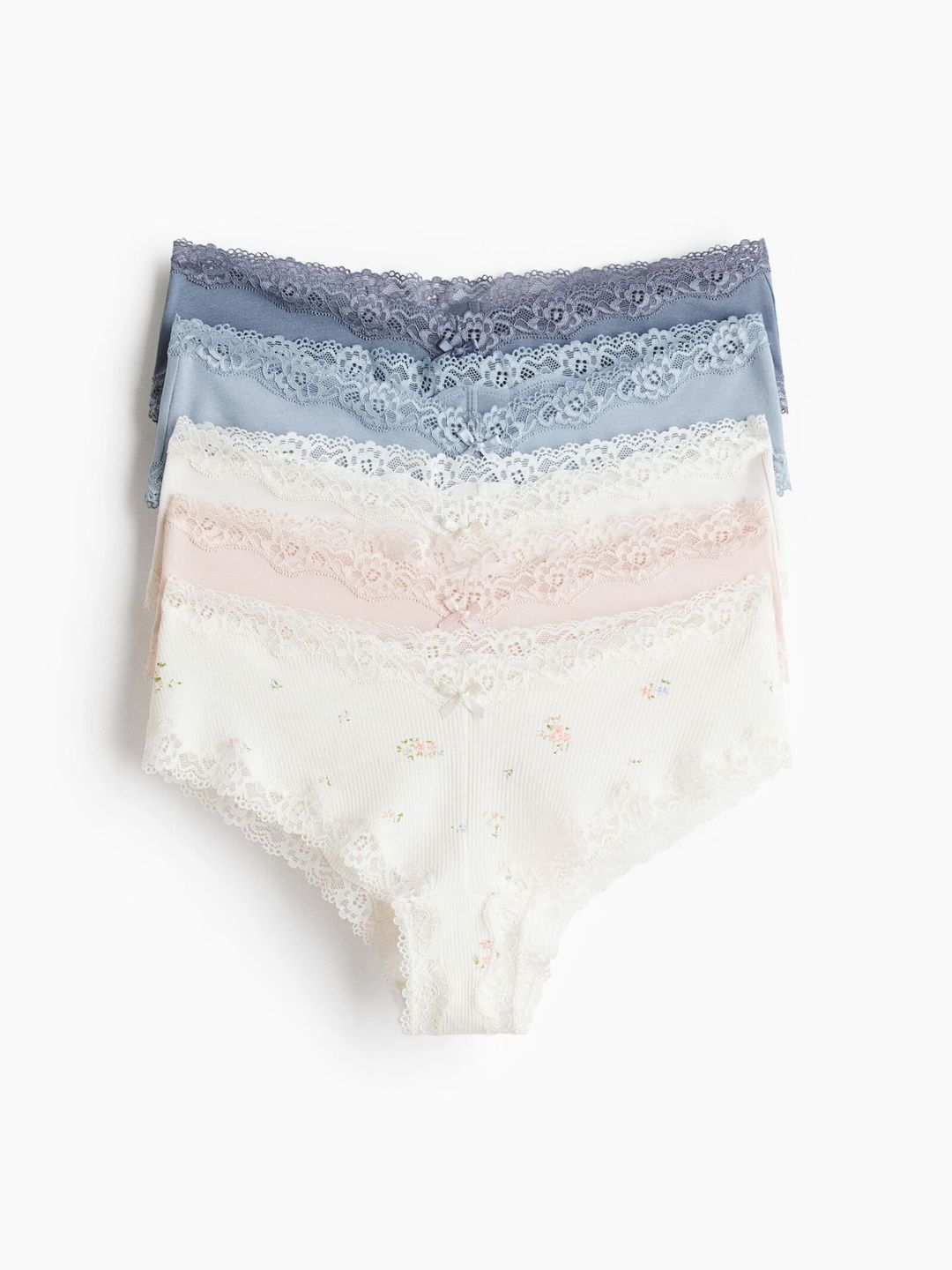 H&M 5 Pack Cotton And Lace Hipster Briefs-image-25