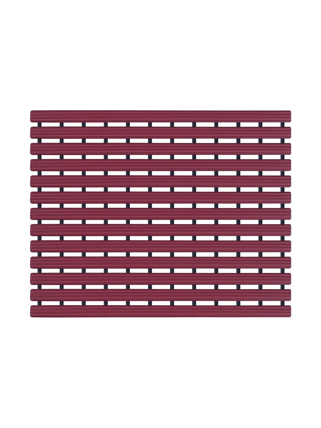 OBSESSIONS Maroon & Black Self-Design Anti-Skid Shower Mat-image-21