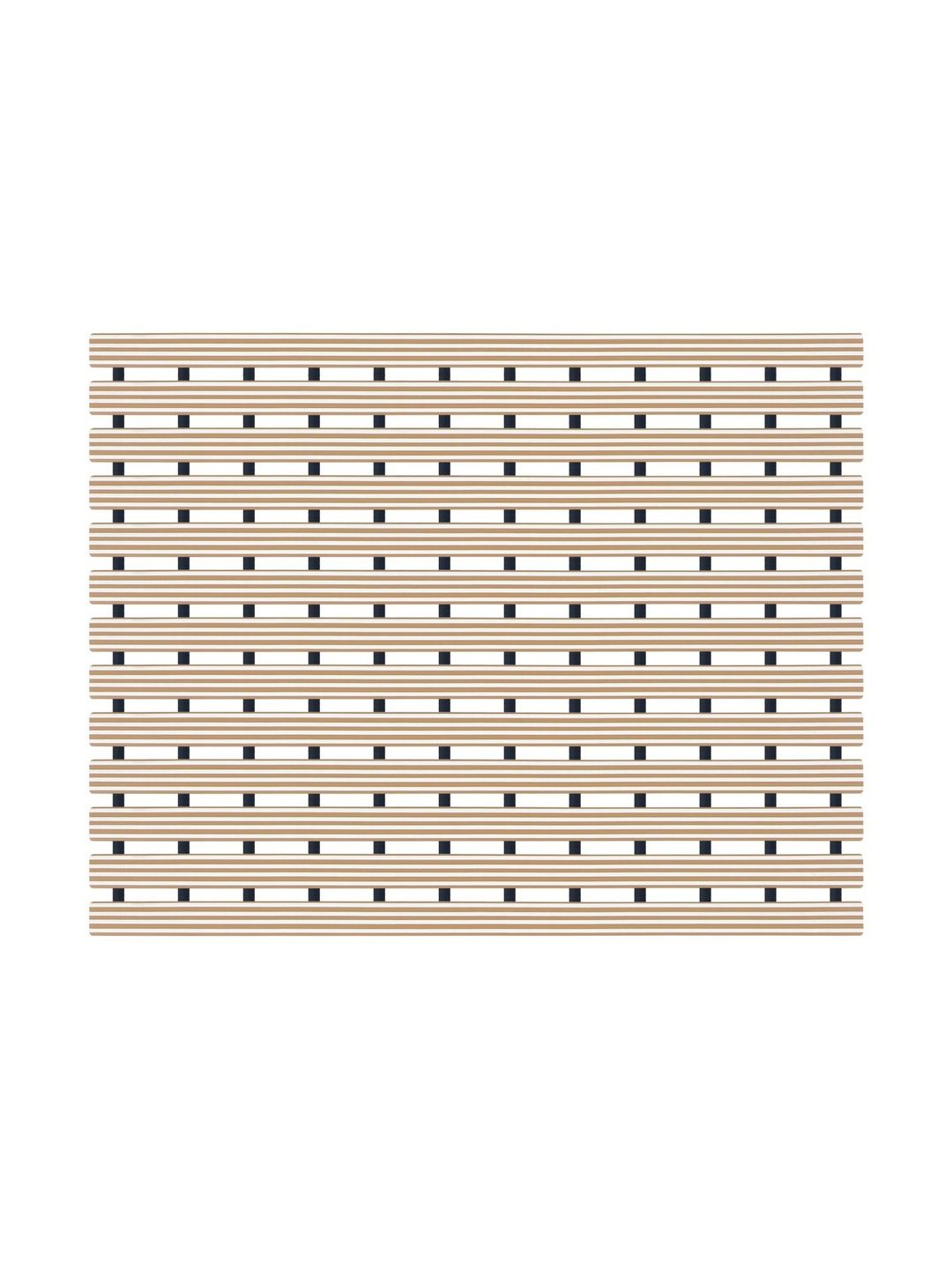 OBSESSIONS Cream-Colored & Black Self-Design Anti-Skid Shower Mat-image-21