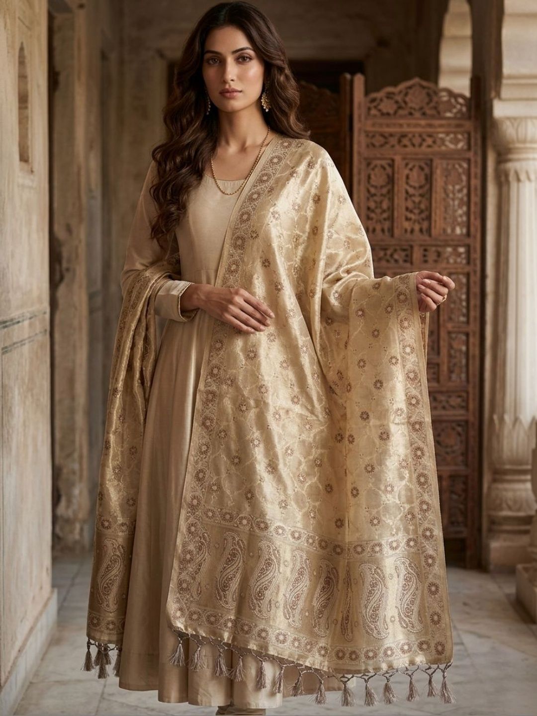 Dupatta Bazaar Ethnic Motifs Woven Design Dupatta with Zari-image-21