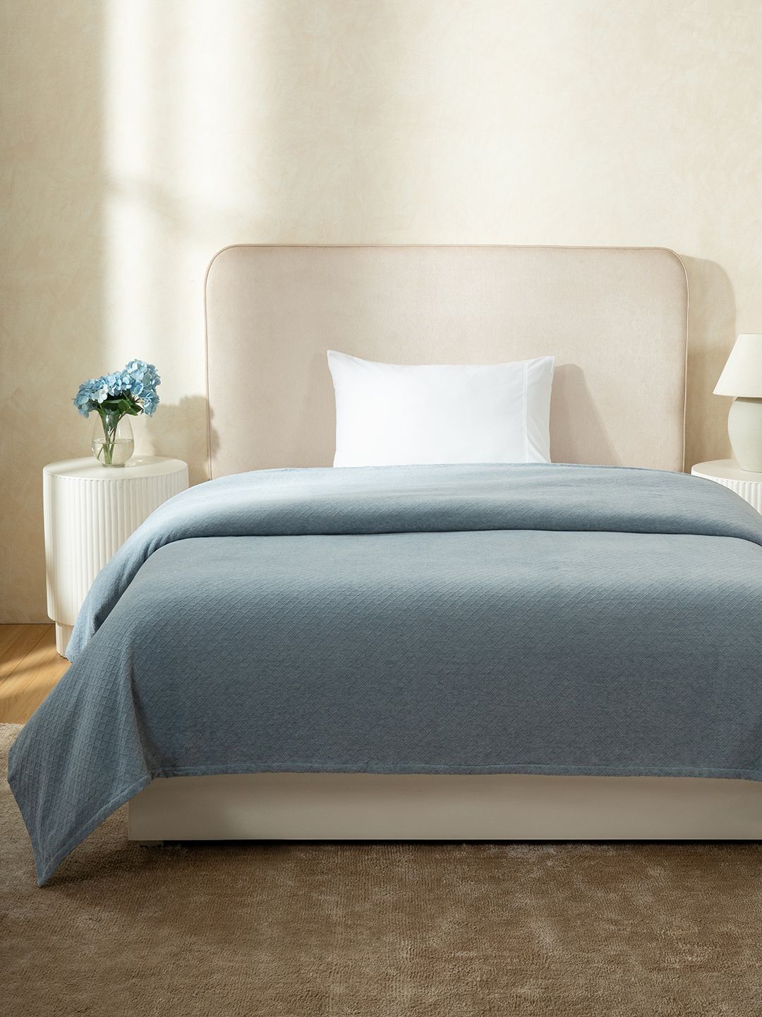 MASPAR Blue 256 GSM Single Bed Covers