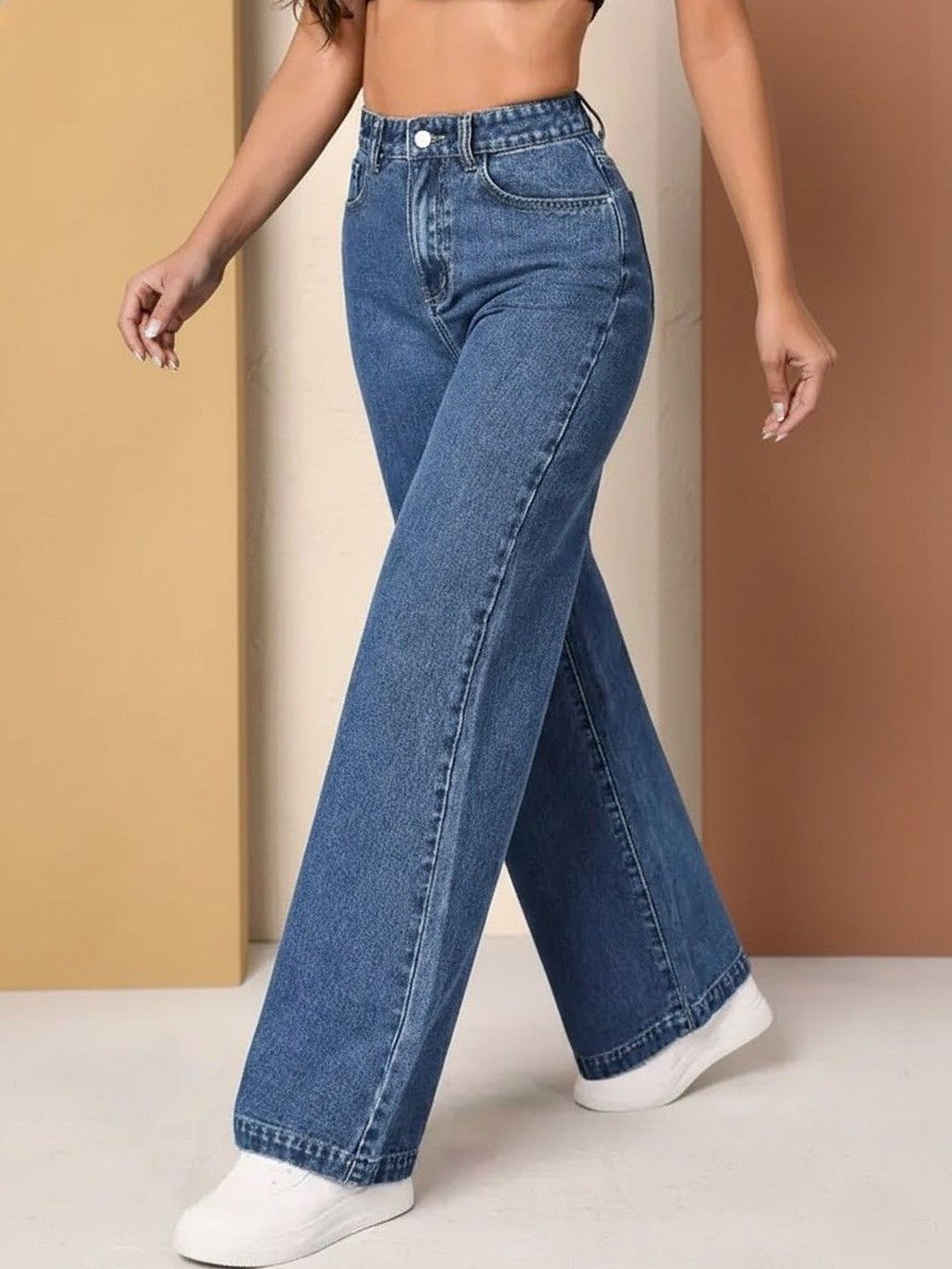 Mast & Harbour Women Comfort Wide Leg High-Rise Light Fade Stretchable Jeans-picture-40