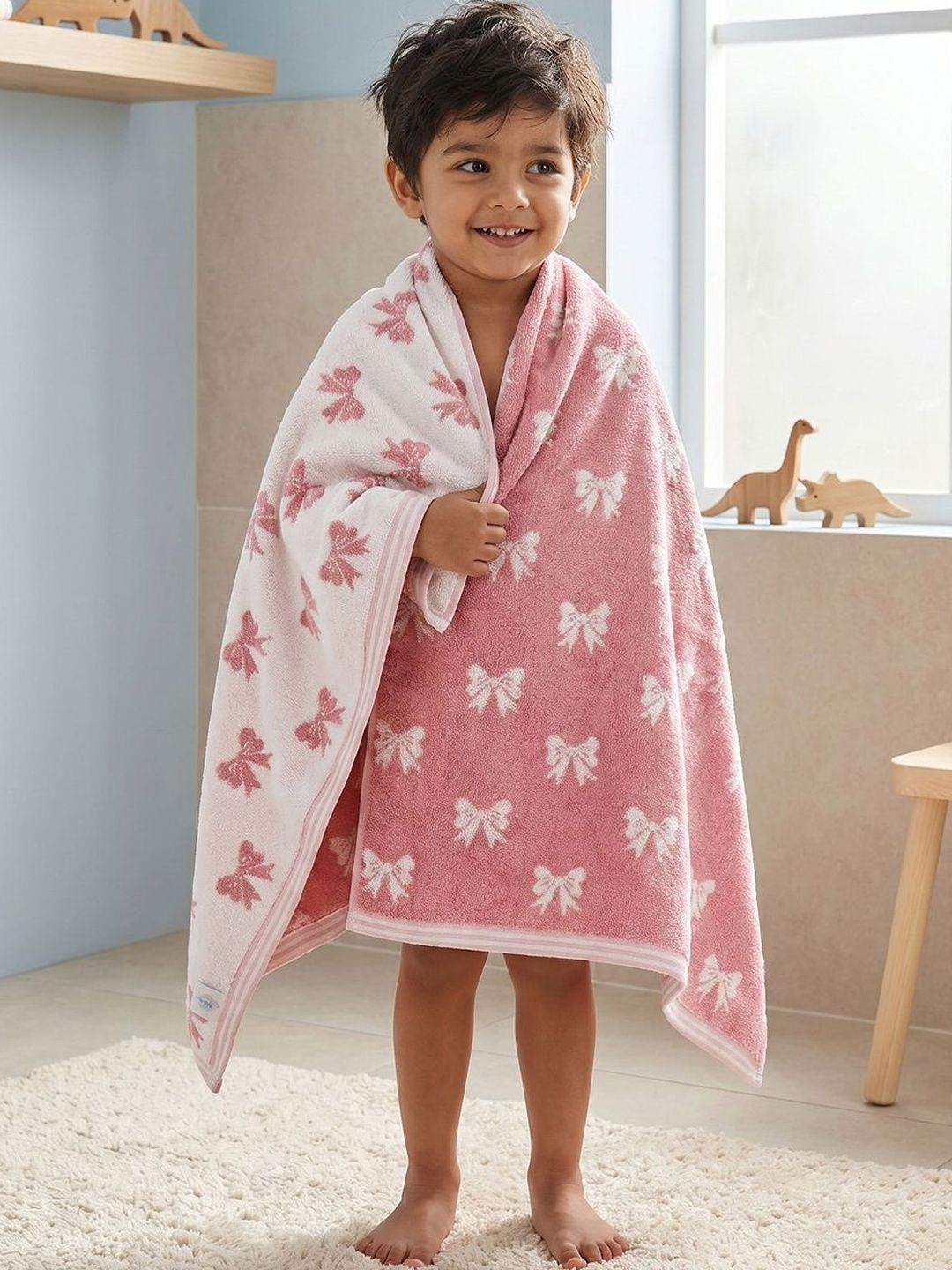 MYTRIDENT Pink & Pink 1 Printed Cotton 550 GSM Bath Towel-picture-41
